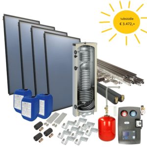 Solarpakket 4plus® 4 collectoren 500 l verswaterboiler schuindak